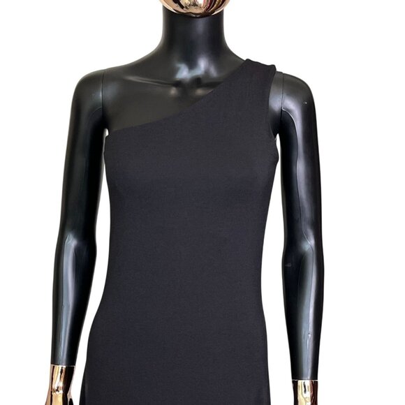 Cuyana Black One Shoulder Drop Waist Midi Dress Small - Picture 4 of 11